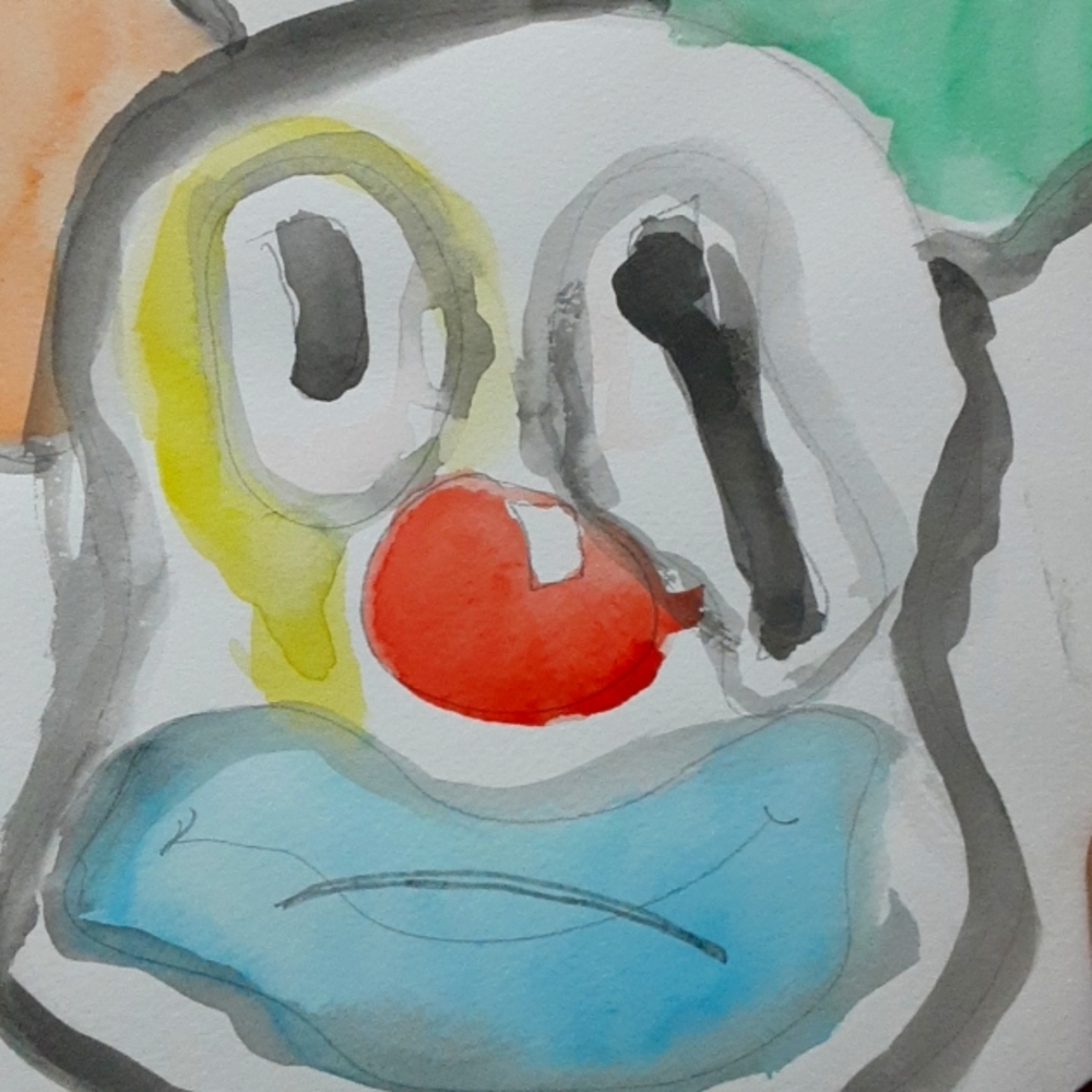 Clown,watercolor,art,old